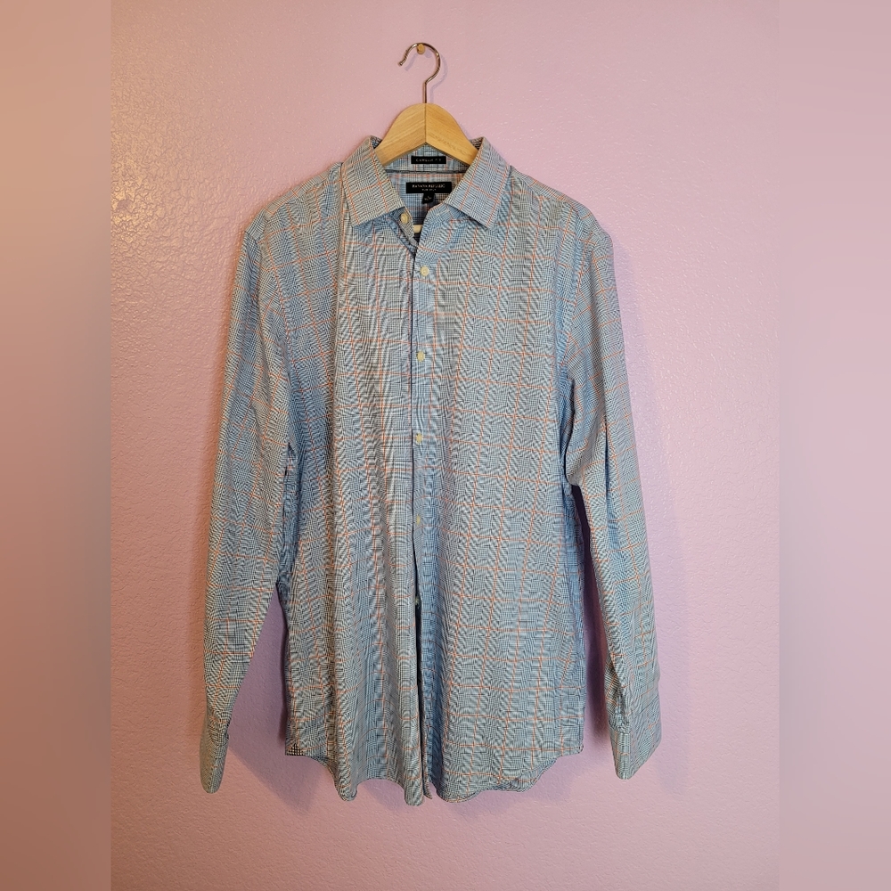⭐️ GUC Men's Banana Republic Blue Plaid Button Down Size L